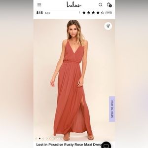 LULU’s Lost in Paradise Rusty Rose Maxi Dress